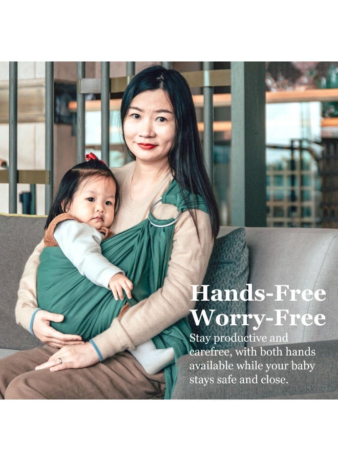 Vlokup Ring Sling Baby Carrier, Soft Linen Cotton Baby Sling Carrier Newborn to Toddler, Baby Wrap Carrier for Plus Size Parents, Perfect Shower Gift, Green - Image 5