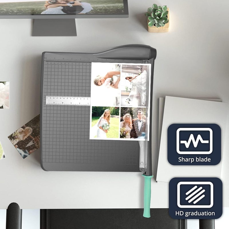 Excefore Paper Cutter, 12" Cut Length Paper Trimmer, Gridded Paper Picture Photo Guillotine, Heavy Duty Guillotine Paper Cutters And Trimmers For Cardstock Paper Crafts Paper Slicer For Office Home School - Image 4