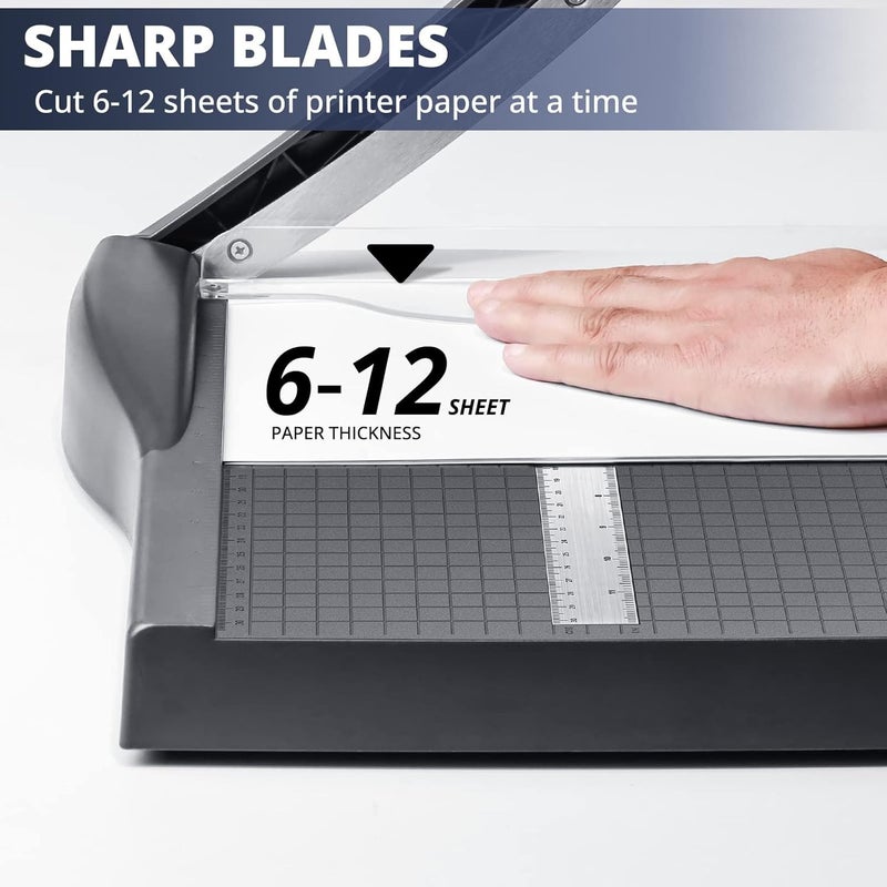 Excefore Paper Cutter, 12" Cut Length Paper Trimmer, Gridded Paper Picture Photo Guillotine, Heavy Duty Guillotine Paper Cutters And Trimmers For Cardstock Paper Crafts Paper Slicer For Office Home School - Image 2