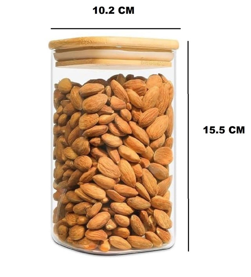 TIENER Glass Food Storage 01 PIECE 1200 ML Containers with Airtight Bamboo Lid, Thickened Coffee Storage Jars for Home Kitchen, Pantry Tea, Spices, Snack, Salt, Grains, Pasta - Image 4