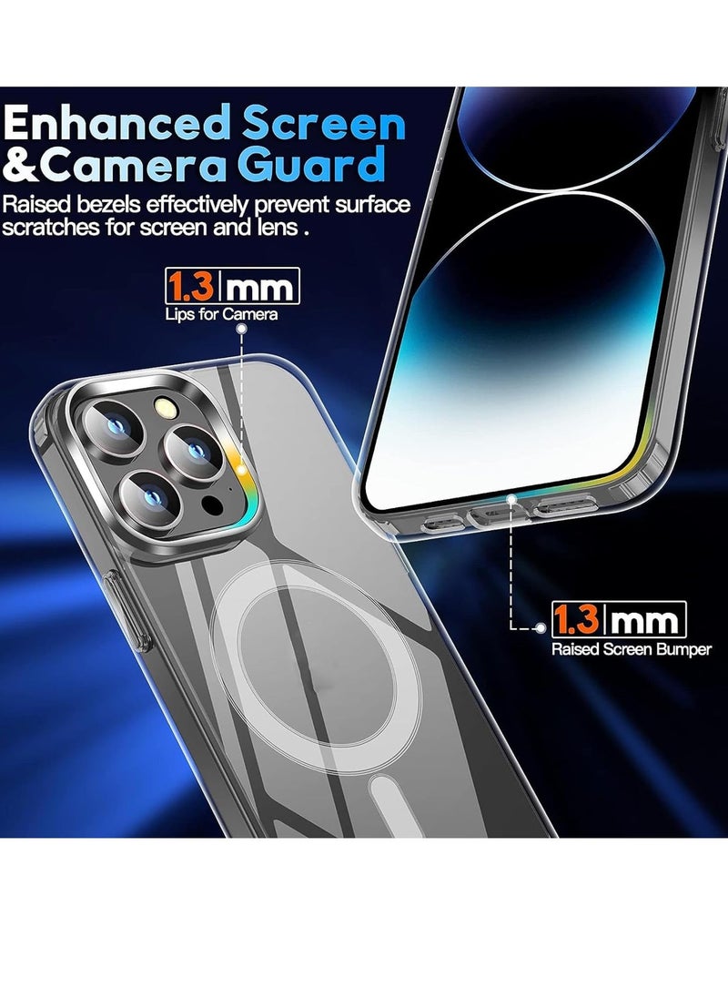 Raxoom [5 in 1] for iPhone 15 Pro Max Case Magnetic [Compatible with Magsafe] [Tempered Glass Screen+Camera Lens Protector] Shockproof Slim Phone Cover for iphone 15 Pro Max Clear (iphone 15 Pro Max) - Image 2