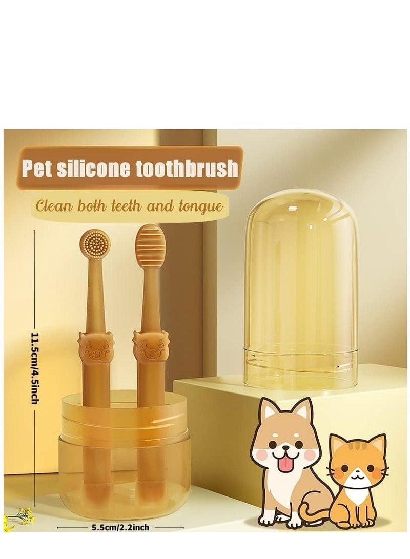 4 Pack Kit Dog Toothbrush Pet Silicone Toothbrush Cat Tooth Brushing Kit with Storage Cup 360° Doggie Kitten Toothbrush Tongue Cleaning Brush Dental Care for Small Pets Ferret Dutch s - Image 5