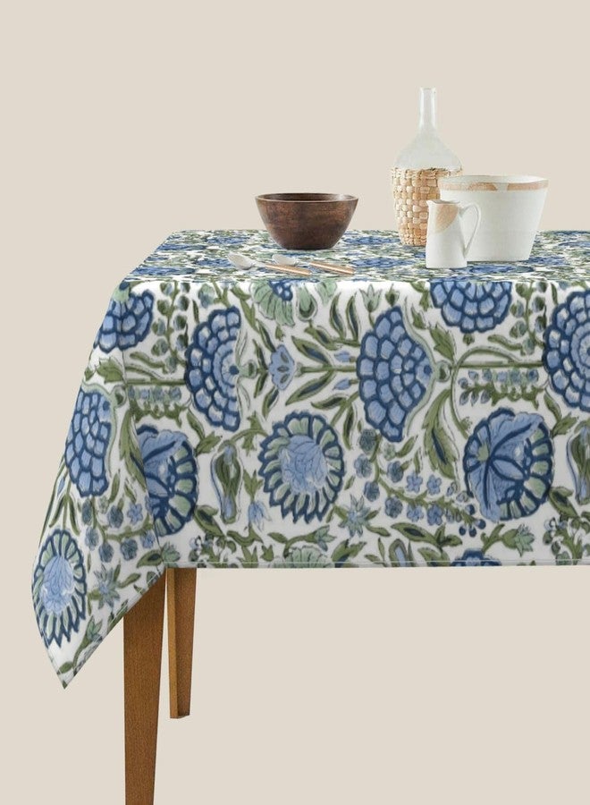 Sorktse Blue Sage Green Floral Tablecloth Square 54 Inch Vintage Chinoiserie Floral Table Cloth Polyester Fabric Spring Summer Boho Flowers Table Cover for Kitchen Holiday Party Dining Picnic Outdoor Decor - Image 4