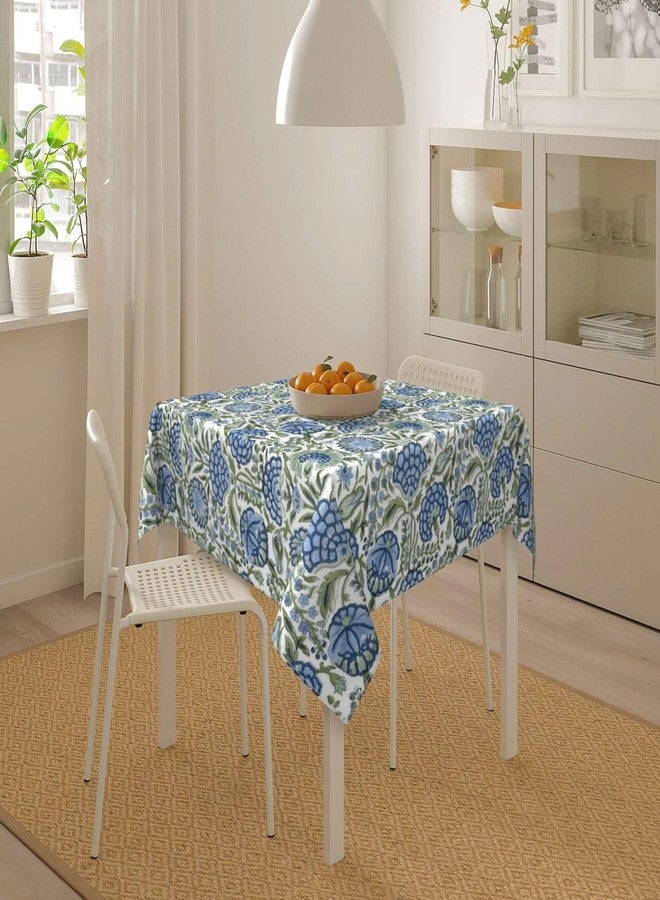 Sorktse Blue Sage Green Floral Tablecloth Square 54 Inch Vintage Chinoiserie Floral Table Cloth Polyester Fabric Spring Summer Boho Flowers Table Cover for Kitchen Holiday Party Dining Picnic Outdoor Decor - Image 5