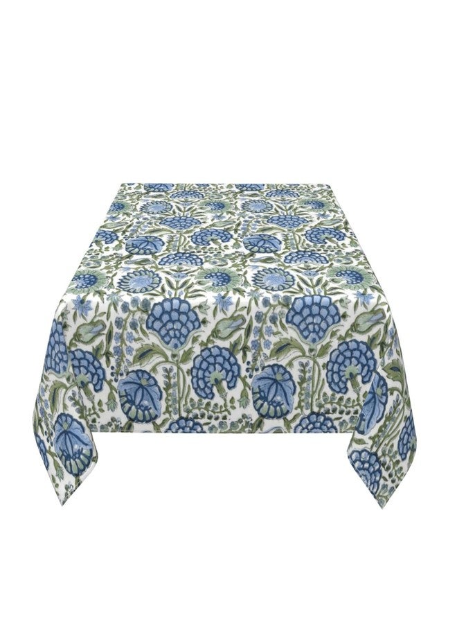 Sorktse Blue Sage Green Floral Tablecloth Square 54 Inch Vintage Chinoiserie Floral Table Cloth Polyester Fabric Spring Summer Boho Flowers Table Cover for Kitchen Holiday Party Dining Picnic Outdoor Decor - Image 3