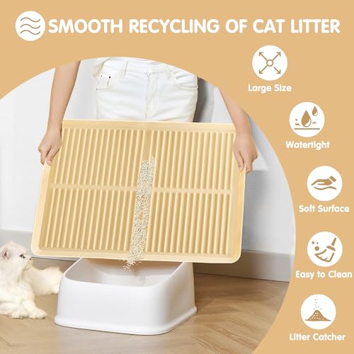 Ycozy Cat Litter Box Mat-Rubber Cat Litter Mat Waterproof Silicone Pad Kitty Litter Catcher Trapping Mat Easy Clean (27'' x 20") - Image 5