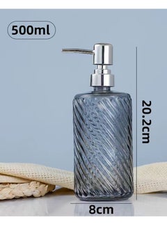 Kutis 1-Piece Glass Lotion Dispenser Set Liquid Soap Dispenser Press Hand Sanitizer Container Orange Blue 20.2x8 Centimeter  - Image 4