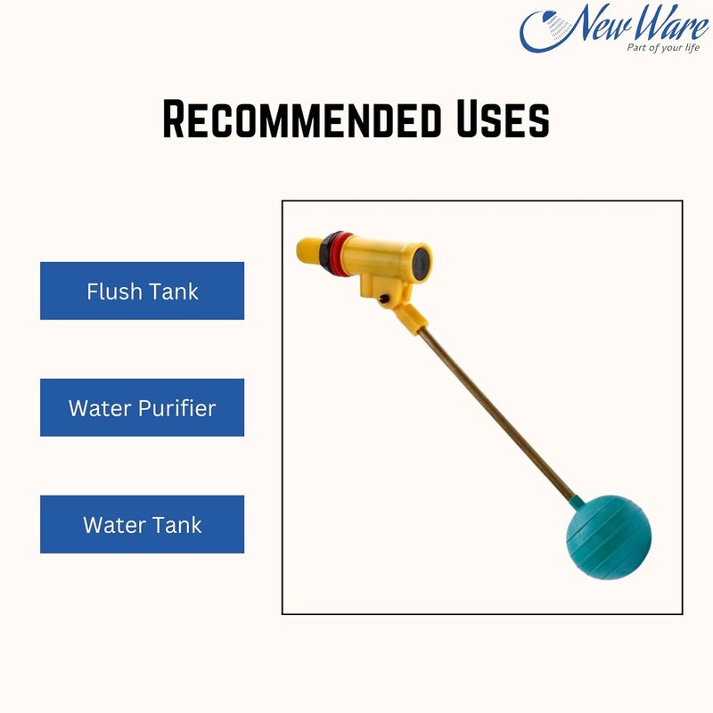 NEW WARE مجموعة صمام الكرة من مادة ABS مع كرة كبيرة، صمام عائم مائي متين لخزان المرحاض، ملحقات المرحاض للمنزل (أخضر، 15 مم) - Image 2