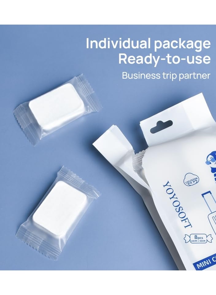 SYOSI Cotton Compressed Disposable Towels for Travel, Mini Compressed Towel Disposable Face Wash Towels Thick Cotton Mini Towels Biodegradable Disposable Face Towels Face Wipes for Camping, Traveling - Image 4