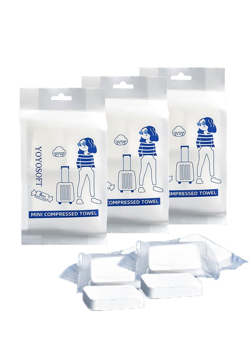 SYOSI Cotton Compressed Disposable Towels for Travel, Mini Compressed Towel Disposable Face Wash Towels Thick Cotton Mini Towels Biodegradable Disposable Face Towels Face Wipes for Camping, Traveling - Image 1