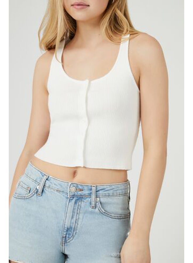 FOREVER 21 Sweater-Knit Button-Front Crop Top - Image 4