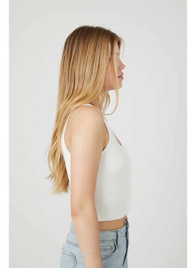 FOREVER 21 Sweater-Knit Button-Front Crop Top - Image 2