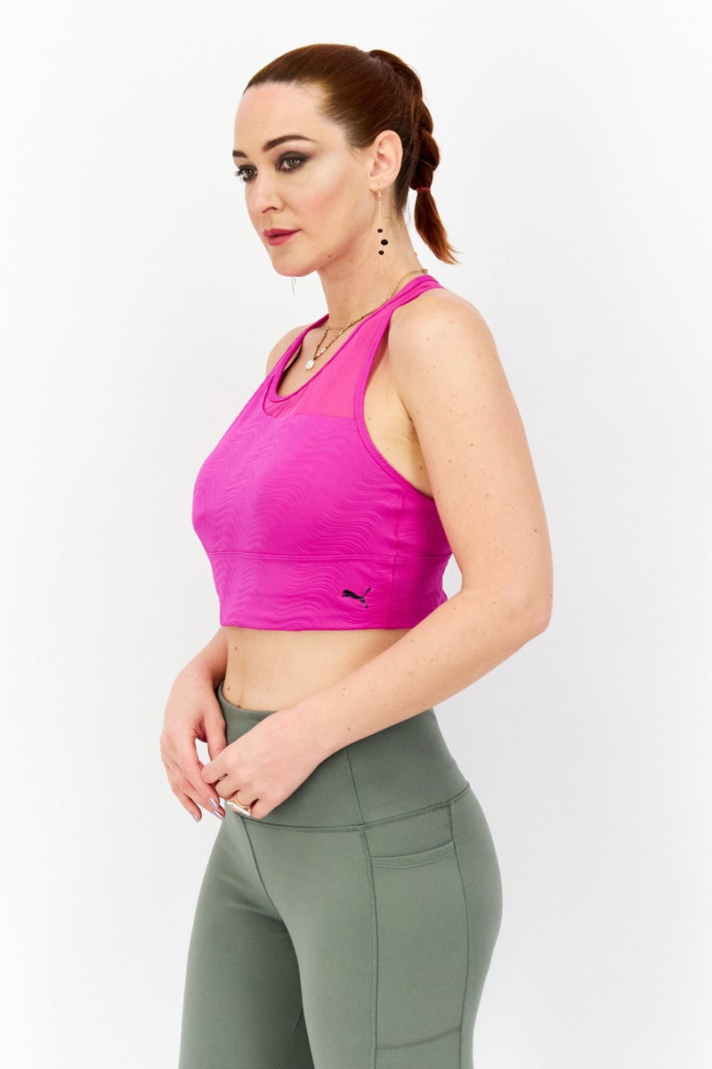PUMA Women Padded Mid Impact Flawless Sports Bra, Fuchsia - Image 2