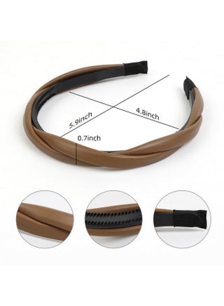 Thin Leather Headbands For Women, 4 Pcs Twisted Thin Head Bands With Teeth Boho Non Slip Headband, Fashion Black White Hairbands Braided Hair Hoops Girls Hair Accessories - pzsku/Z2338EB00A6C511D07F44Z/45/_/1734183264/980a0a05-8d56-45b2-a9b2-0f149bd60db5