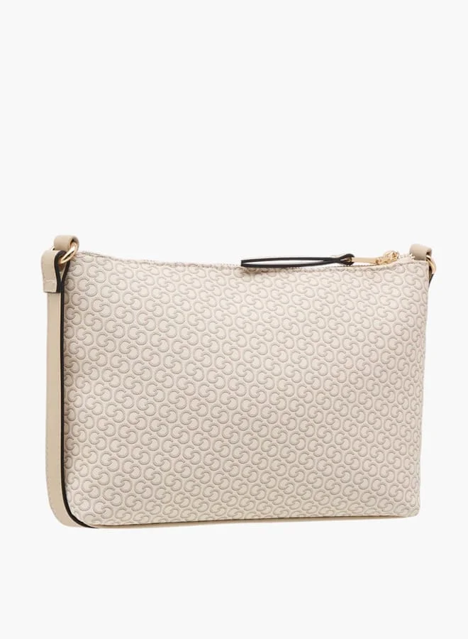 Celeste Women Monogram Print Crossbody Bag with Adjustable Strap and Zip Closure