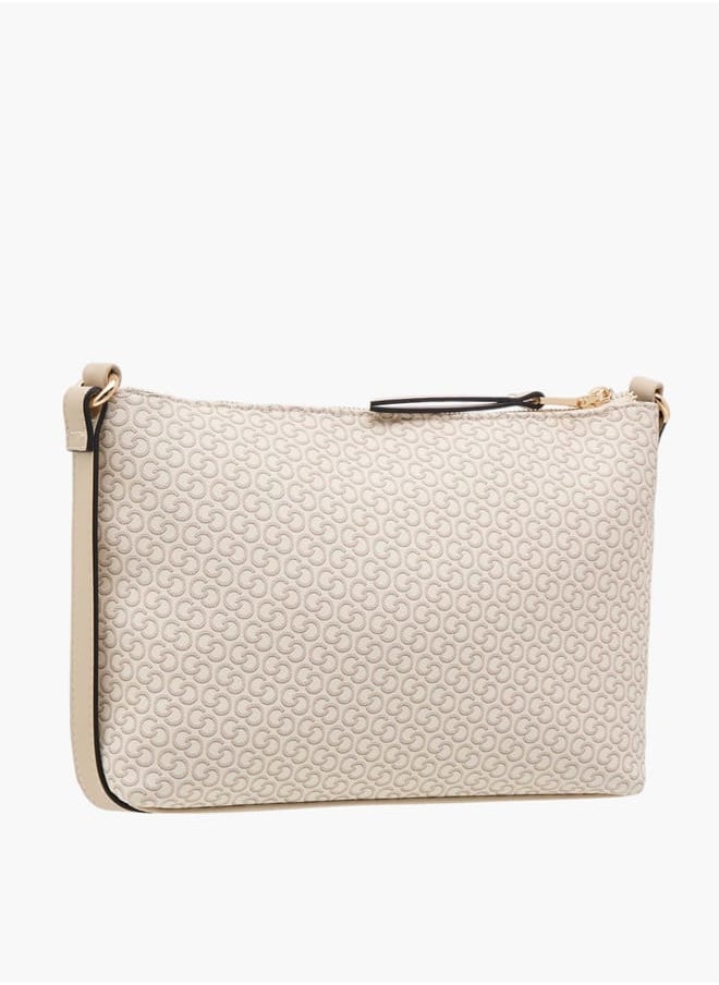 Celeste Women Monogram Print Crossbody Bag with Adjustable Strap and Zip Closure  - Image 3