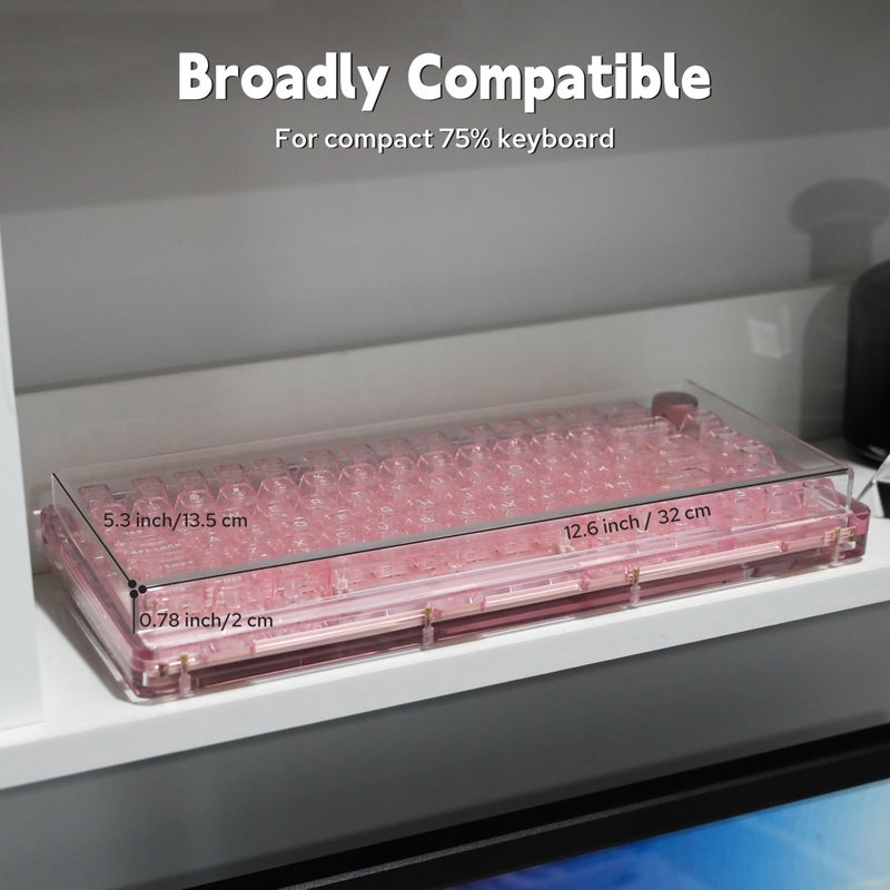 KiiBoom Premium Acrylic Transparent Keyboard Dust Cover, Waterproof, Anti-Dust, Anti-Cat Protector Cover Lid for Mechanical Keyboard (Clear, 12.6'' x 5.3'' x 0.78'') - Image 3