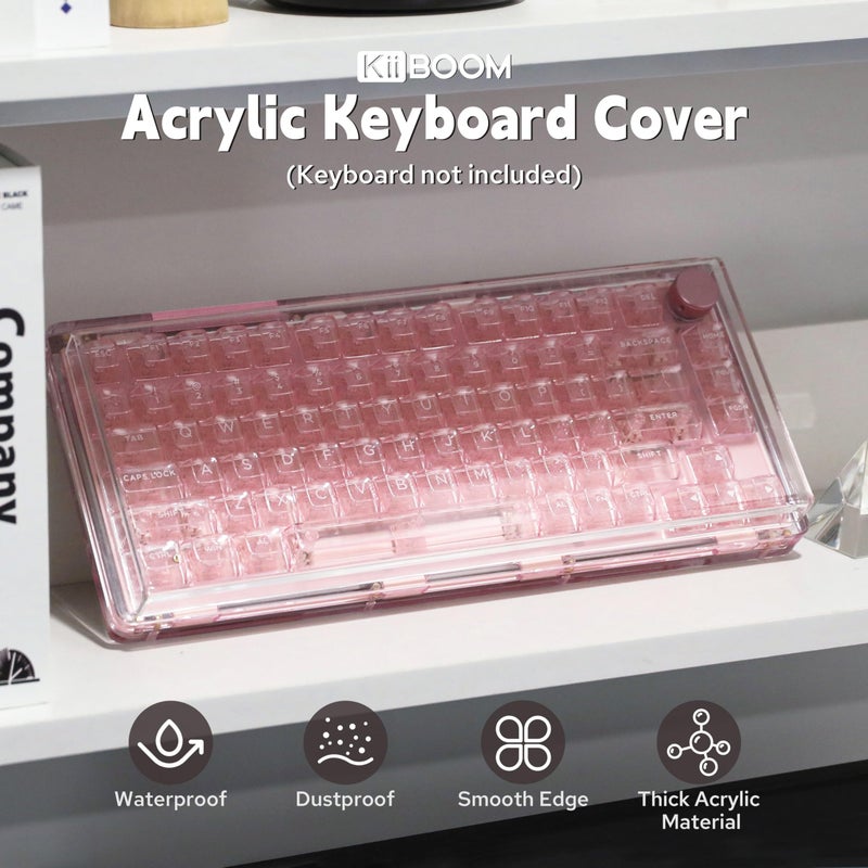 KiiBoom Premium Acrylic Transparent Keyboard Dust Cover, Waterproof, Anti-Dust, Anti-Cat Protector Cover Lid for Mechanical Keyboard (Clear, 12.6'' x 5.3'' x 0.78'') - Image 2