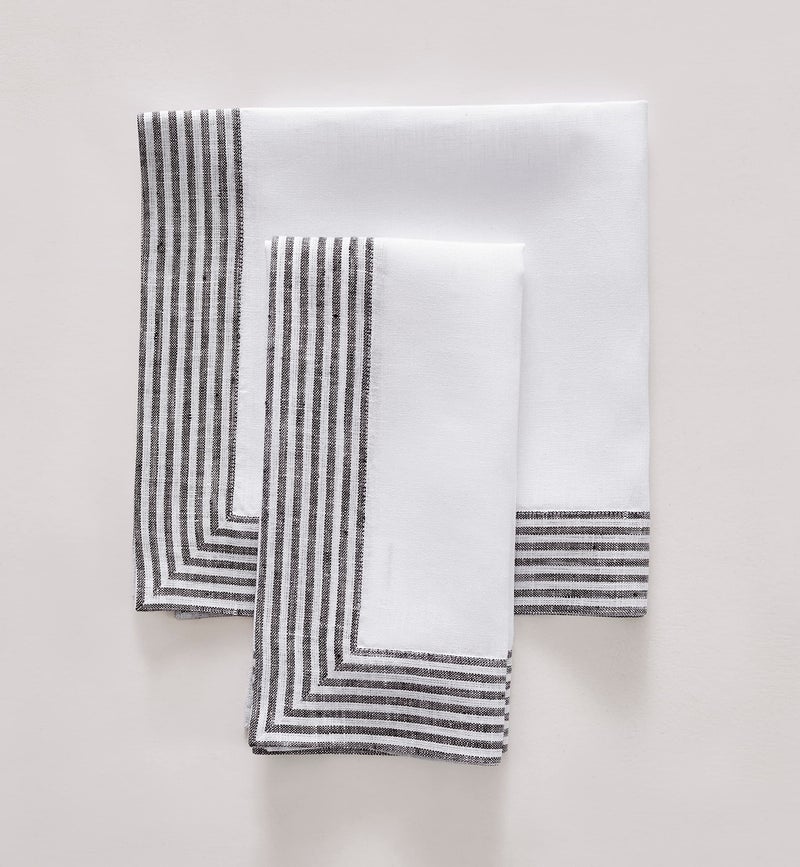 Solino Home Solino Home Linen Dinner Napkins 20 x 20 Inch - 100% Pure Linen Black Cloth Napkins Set of 4 - Lucca  Handcrafted and Machine Washable  - Image 2