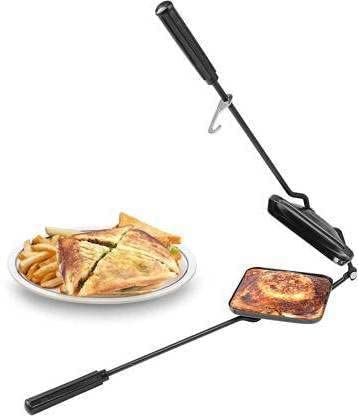 BRUSHFINCH BRUSHFINCH Sandwich Toaster NonStick Sandwich Maker for Toasting Bread Toast for Breakfast NonStick Iron Coating Duet 2Cut Gas Sandwich Toaster Snax Sandwich Griller for Home Pack Of 1Black  - Image 3