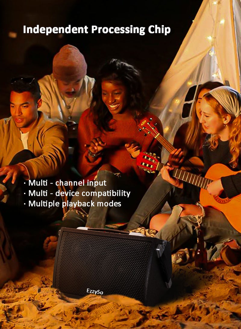 EzzySo Portable Bluetooth Speaker Rechargeable Guitar Singing Playing Roadshow Speaker PA Audio Portable Outdoor Audio Equipment Speaker Sound 6.5 inches Folk Singing Playing Live Streaming Internet Celebrities - Image 5