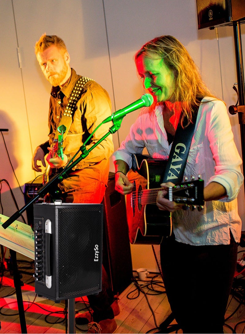 EzzySo Portable Bluetooth Speaker Rechargeable Guitar Singing Playing Roadshow Speaker PA Audio Portable Outdoor Audio Equipment Speaker Sound 6.5 inches Folk Singing Playing Live Streaming Internet Celebrities - Image 3