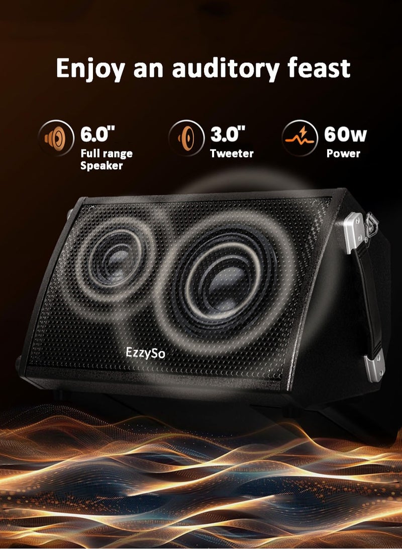 EzzySo Portable Bluetooth Speaker Rechargeable Guitar Singing Playing Roadshow Speaker PA Audio Portable Outdoor Audio Equipment Speaker Sound 6.5 inches Folk Singing Playing Live Streaming Internet Celebrities - Image 4