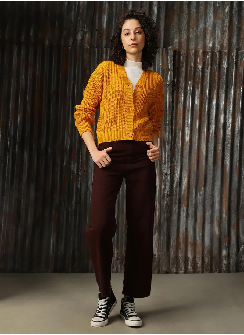 HIGH STAR Women Golden yellow Sweaters