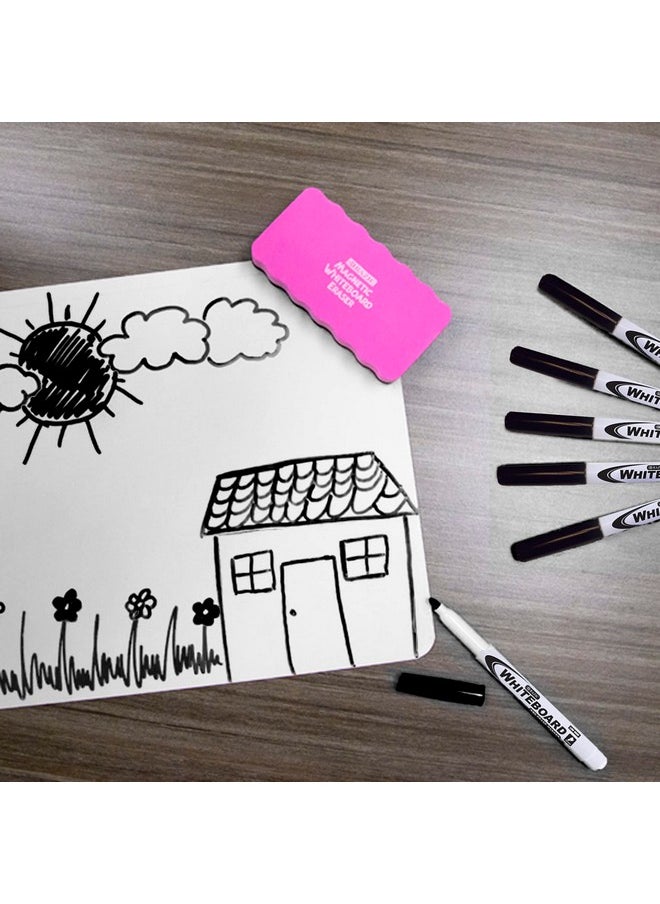 بازيك بروداكتس قلم تحديد Bazic Dry Erase Marker أسود بطرف رفيع، قلم تحديد للسبورة البيضاء، أقلام تحديد منخفضة الرائحة للسبورة البيضاء للمستلزمات المدرسية المكتبية (4/عبوة)، عبوة واحدة  - Image 5