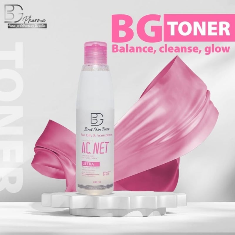 BG AC.NET Skin Toner – 200 ml - anti-bacterial -With Panthenol - Aloe Vera Extract - Lactic Acid & - Minimizes Pores - Prevents Breakouts - And Hydrates Skin - Image 2