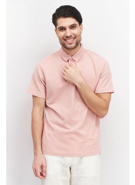 Tailor Vintage Men Regular Fit Short Sleeve Chest Pocket Polo Shirt, Pink  - Image 1