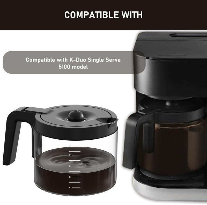 Colidier 12-Cup Glass Coffee Jug Pot Replacement Compatible with Keurig K-Duo 5100 Single Serve K-Cup Pod & Carafe Coffee Maker, NOT Fit K-Duo 5000 Essentials Model - Image 4