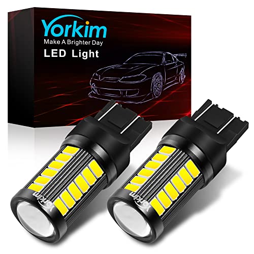 Yorkim لمبة يوركيم 7440 LED بيضاء ساطعة، لمبة LED T20، لمبات LED 7443 7441، أضواء W21W، لمبات 7444 للإضاءة العكسية/الاحتياطية/فرامل - حزمة 2 من 5730 33 SMD - Image 1