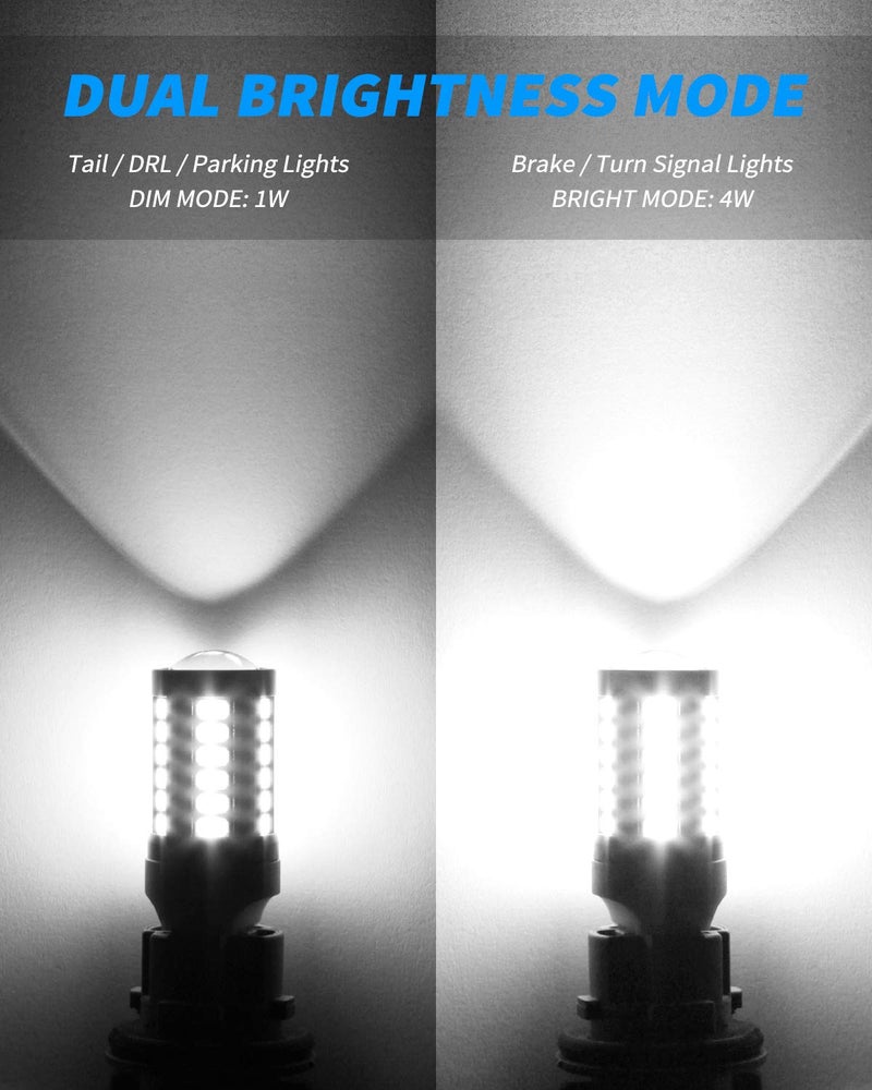Yorkim لمبة يوركيم 7440 LED بيضاء ساطعة، لمبة LED T20، لمبات LED 7443 7441، أضواء W21W، لمبات 7444 للإضاءة العكسية/الاحتياطية/فرامل - حزمة 2 من 5730 33 SMD - Image 5