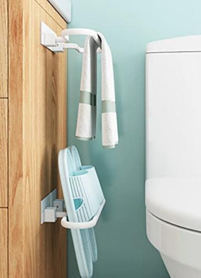 Multifunctional Folding Towel Rack,Wall-Mounted Bathroom Towel Rack,Bathroom Towel Storage,Towel Rails Wall Mounted,Towel Holders for Bathrooms,Bathroom Shelves(White,Black 30cm-60 - Image 4