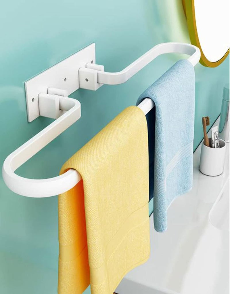 Multifunctional Folding Towel Rack,Wall-Mounted Bathroom Towel Rack,Bathroom Towel Storage,Towel Rails Wall Mounted,Towel Holders for Bathrooms,Bathroom Shelves(White,Black 30cm-60 - Image 1