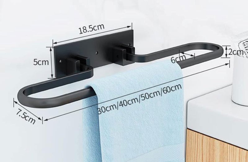 Multifunctional Folding Towel Rack,Wall-Mounted Bathroom Towel Rack,Bathroom Towel Storage,Towel Rails Wall Mounted,Towel Holders for Bathrooms,Bathroom Shelves(White,Black 30cm-60 - Image 5