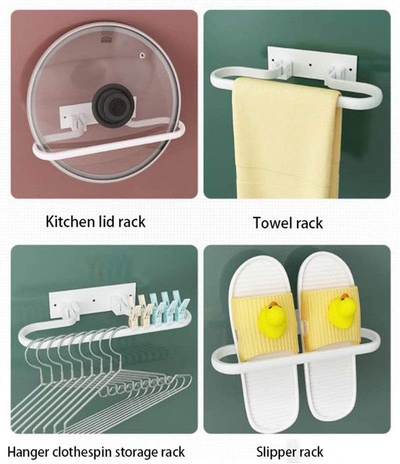 Multifunctional Folding Towel Rack,Wall-Mounted Bathroom Towel Rack,Bathroom Towel Storage,Towel Rails Wall Mounted,Towel Holders for Bathrooms,Bathroom Shelves(White,Black 30cm-60 - Image 3