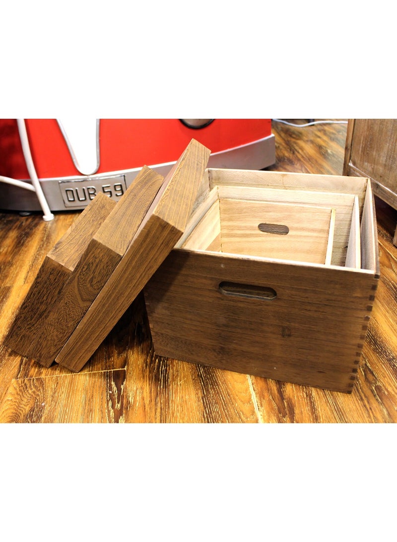 LINGWEI Set of 3 Decorative Wooden Storage Boxes Pine Wood with Lid and Handles and Rustic Charm  - Image 3