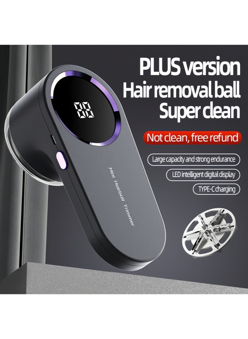 general Lint Shaver, Rechargeable Hairball Trimmer, Digital Display Home Convenience Shaver, Clothing Depilatory, Sweater Razor with 6 Blades and Safety Lock, 3-Speed Depilatory, Removes Lint and Hairballs from Clothes, Furniture, Sofas, Blankets，Black - Image 3