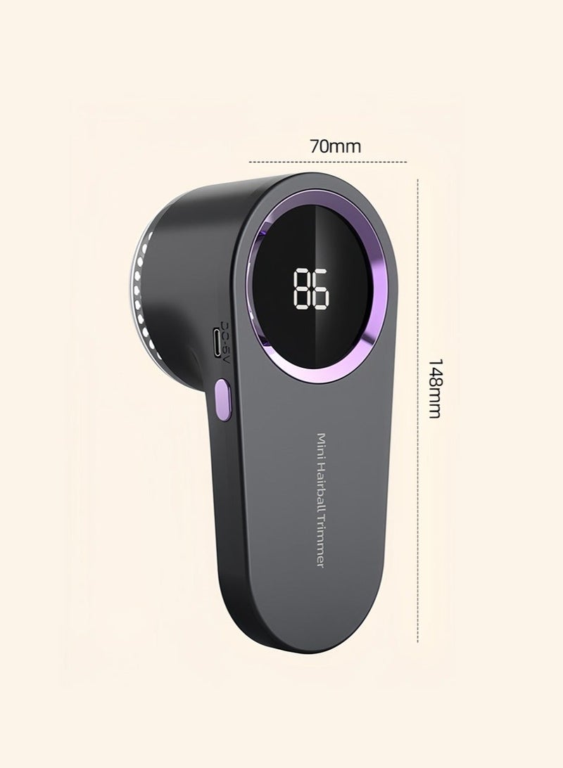general Lint Shaver, Rechargeable Hairball Trimmer, Digital Display Home Convenience Shaver, Clothing Depilatory, Sweater Razor with 6 Blades and Safety Lock, 3-Speed Depilatory, Removes Lint and Hairballs from Clothes, Furniture, Sofas, Blankets，Black - Image 2