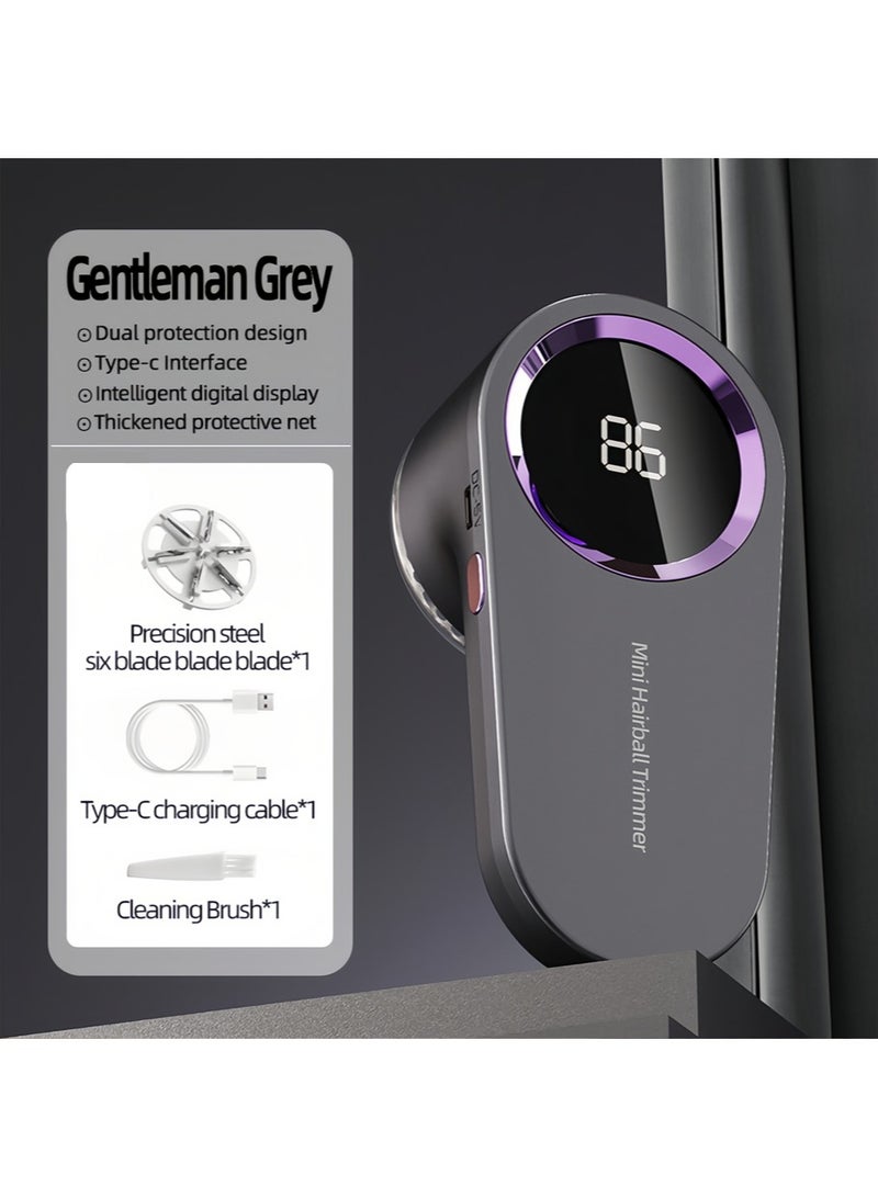 general Lint Shaver, Rechargeable Hairball Trimmer, Digital Display Home Convenience Shaver, Clothing Depilatory, Sweater Razor with 6 Blades and Safety Lock, 3-Speed Depilatory, Removes Lint and Hairballs from Clothes, Furniture, Sofas, Blankets，Black - Image 4