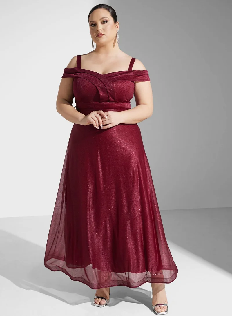 Ella Limited Curve Sparkle Chiffon Dress