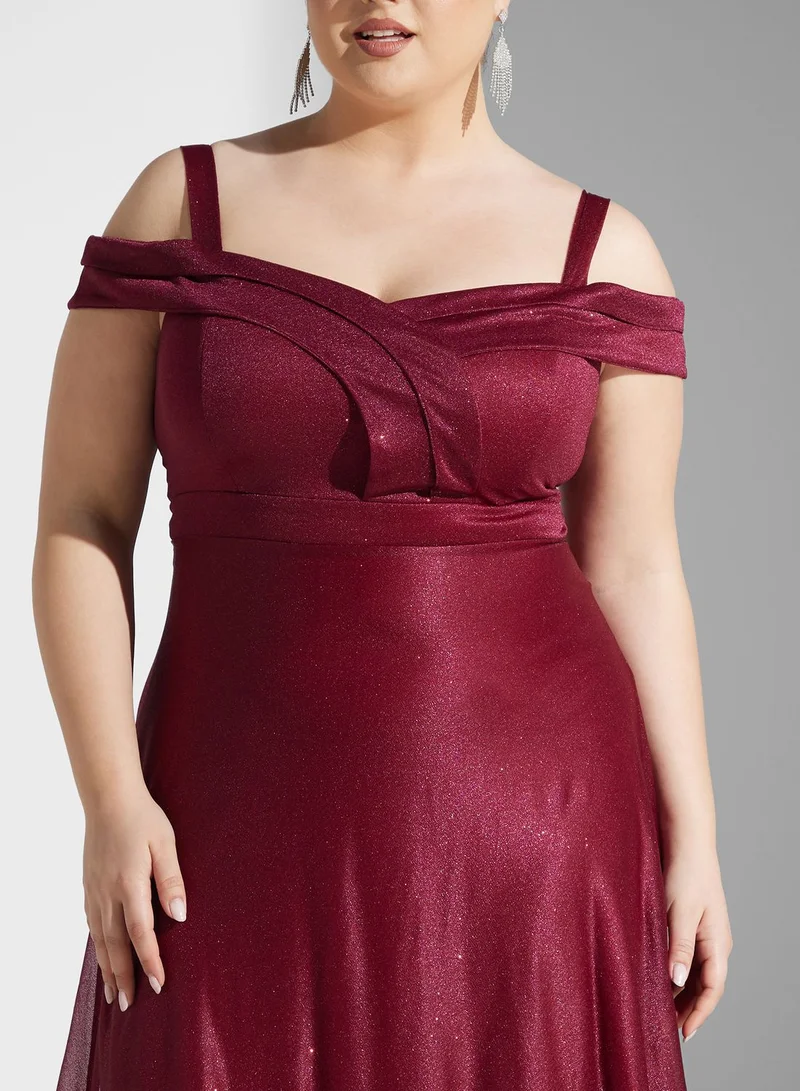Ella Limited Curve Sparkle Chiffon Dress