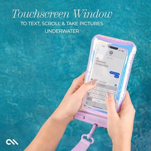 Case-Mate 2 Pack Soap Bubble IP68 Waterproof Phone Pouch - Floating Waterproof Phone Case w/Crossbody Lanyard - Compatible w/All Devices, Touchscreen Friendly - Iridescent - Image 4