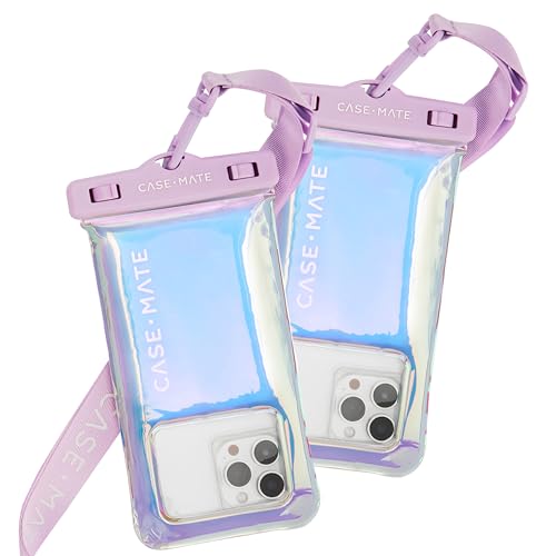 Case-Mate 2 Pack Soap Bubble IP68 Waterproof Phone Pouch - Floating Waterproof Phone Case w/Crossbody Lanyard - Compatible w/All Devices, Touchscreen Friendly - Iridescent - Image 1