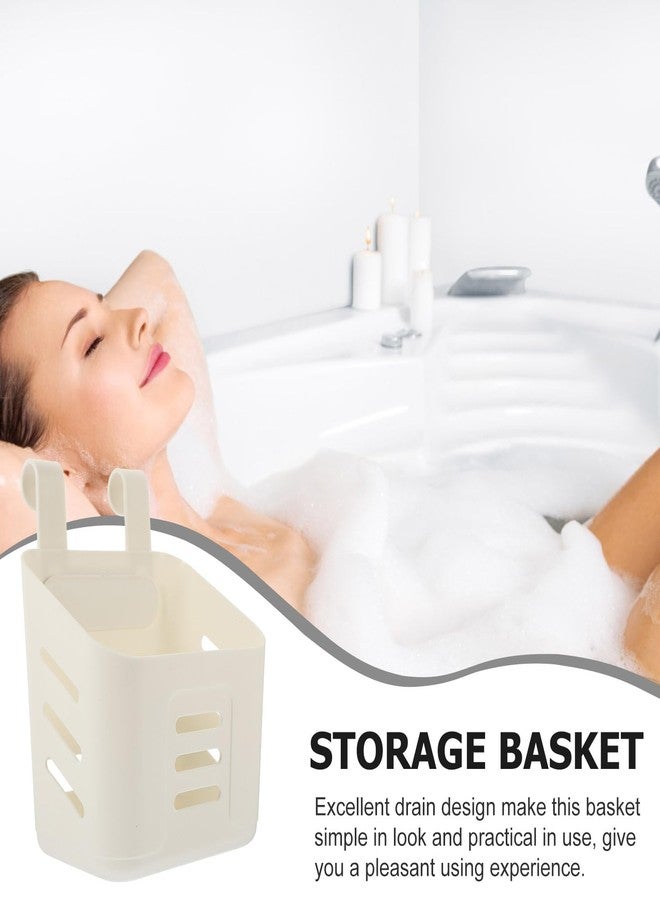 HOMSFOU Wall-Mounted Storage Basket 2 Pcs Plastic Hanging Baskets for Kitchen and Bathroom Organization over Door Basket with Hooks 8.07 X 5.90 X 4.52 in White - Image 2