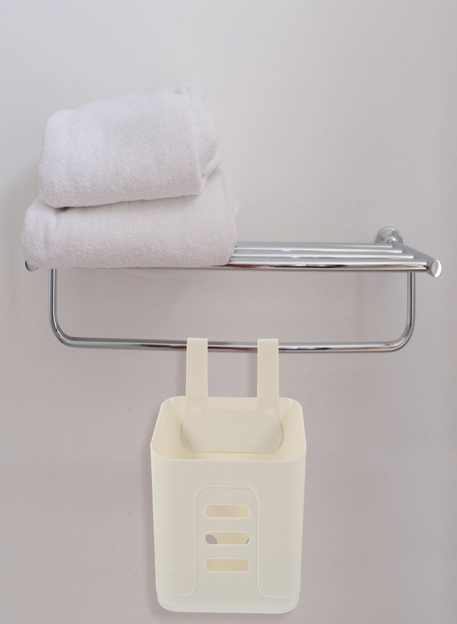 HOMSFOU Wall-Mounted Storage Basket 2 Pcs Plastic Hanging Baskets for Kitchen and Bathroom Organization over Door Basket with Hooks 8.07 X 5.90 X 4.52 in White - Image 3