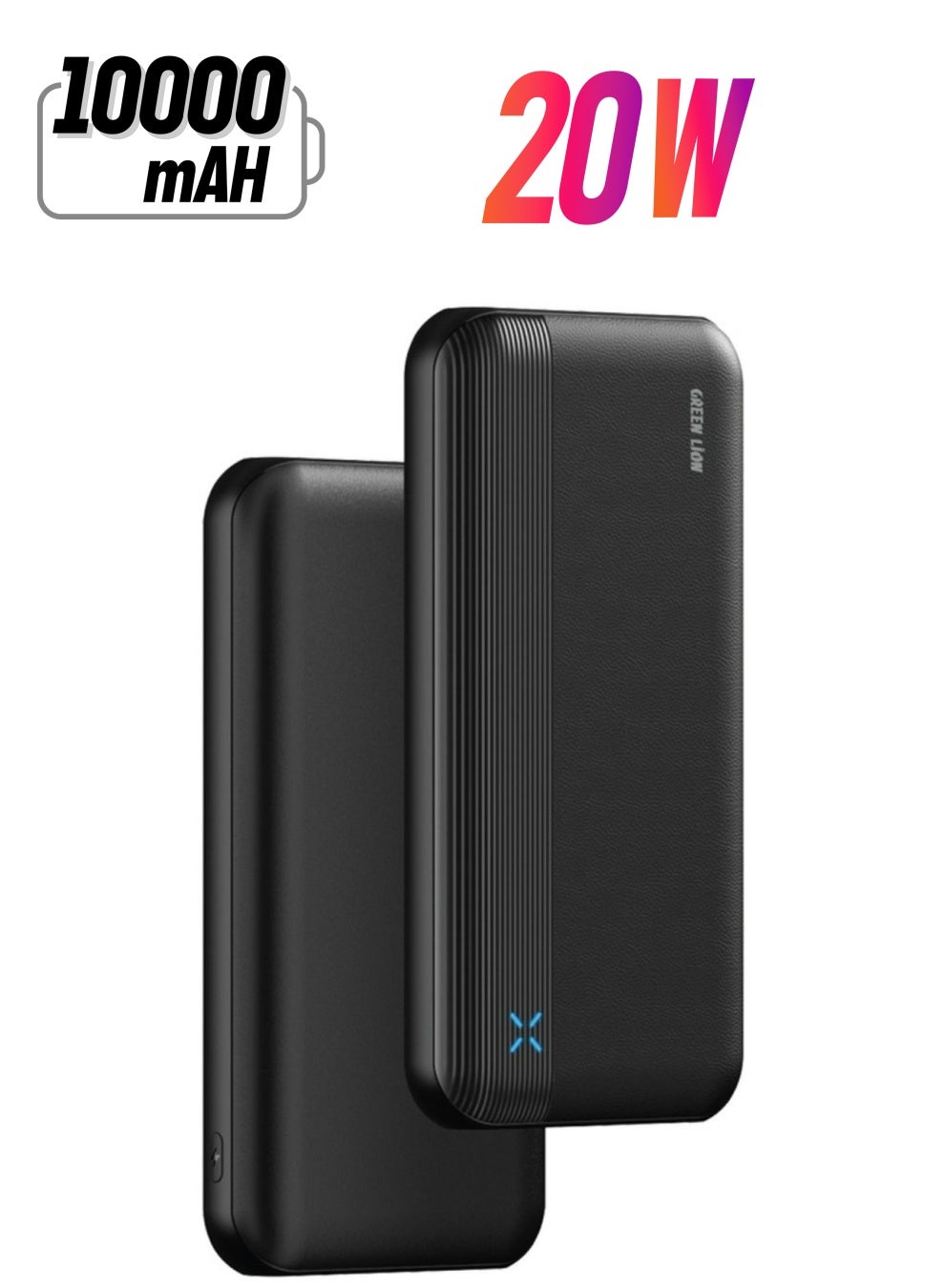 Milos 10000mAh Power Bank, PD 20W, USB-C & Micro & Dual USB-A Ports, LED Indicator, Lithium Polymer Battery, Compact & Slim Design, Multiple-Device Charging - Black