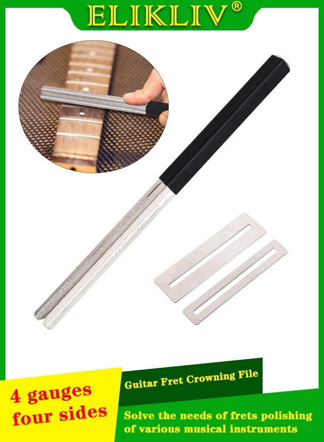 ELIKLIV Guitar Fret Grinding File Set 1/2/3/4mm Four notches for guitar / bass / ukulele with protective sheet Carbon steel diamond coating - Image 1